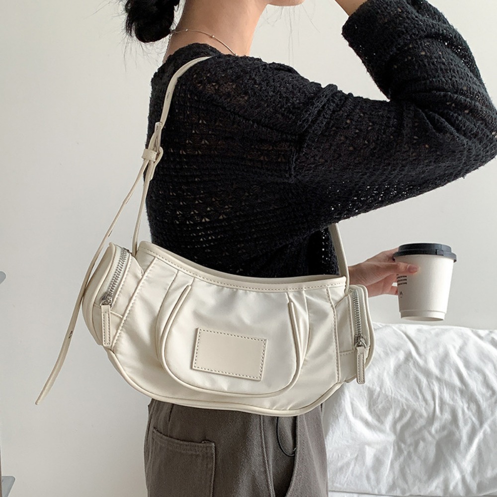Luxury Bags Vegan - กระเป๋าไนลอนมังสวิรัติใต้วงแขนของผู้หญิงหรูหราดีไซเนอร์แฟชั่นอเนกประสงค์ tas Jinjing bahu ผู้หญิงเรียบง่ายลำลองกระเป๋าถือความจุขนาดใหญ่